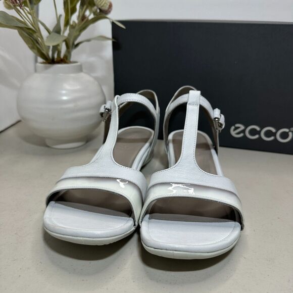 New Ecco Touch 25 S Leather Wedge Sandal White 262113 Women's 10 -10.5/EU41 NWB - Picture 2 of 8